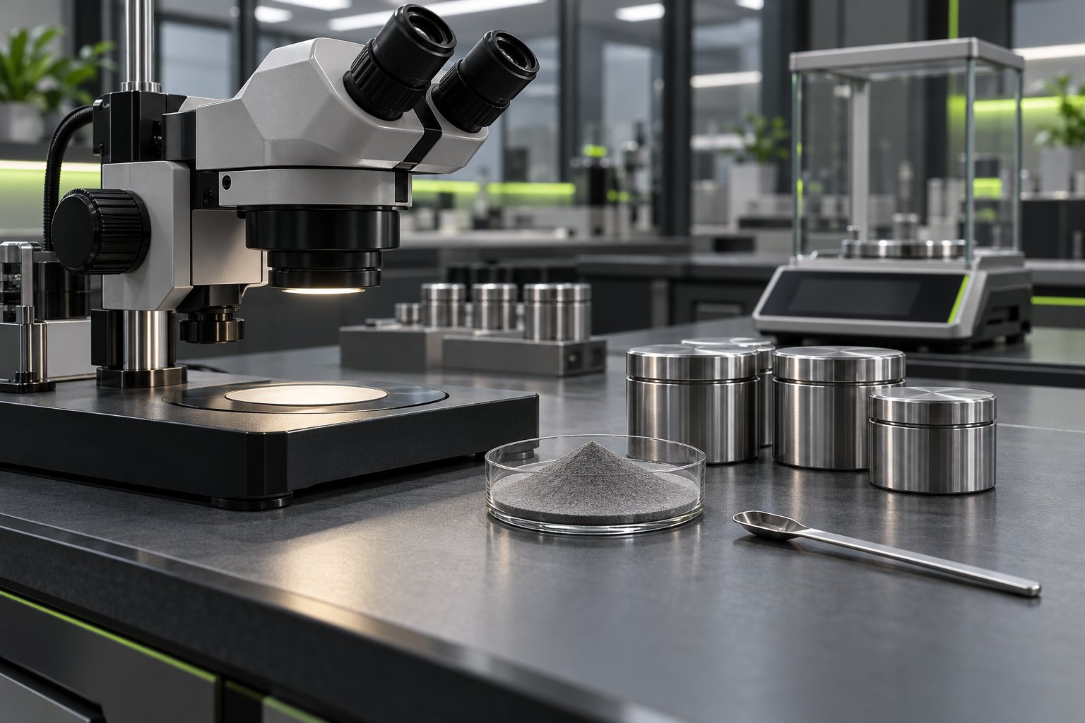 AI-generated powder inspection laboratory concept
